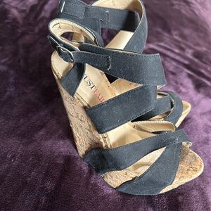 Black Wedge Sandals